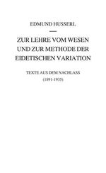 Edmund Husserl: Zur Lehre vom Wesen und zur Methode der eidetischen Variation, Buch