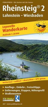 Wanderkarte Rheinsteig 2. Lahnstein - Wiesbaden 1 : 25 000, Diverse