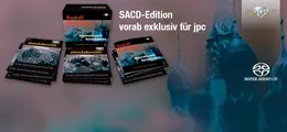SACD-Edition vorab exklusiv für jpc. Drei CD-Boxen, russische Kathedrale im Hintergrund, Super Audio CD-Logo.
