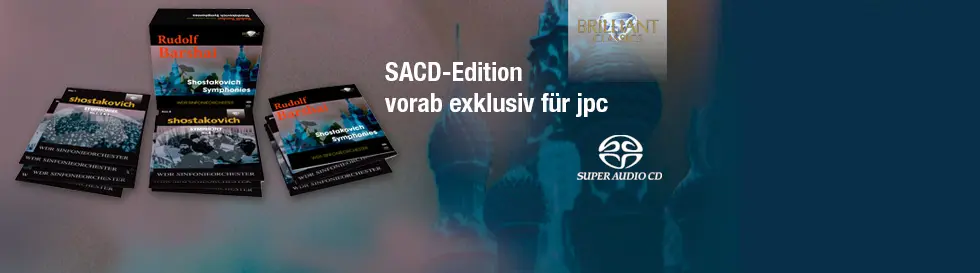 SACD-Edition vorab exklusiv für jpc. Drei CD-Boxen, russische Kathedrale im Hintergrund, Super Audio CD-Logo.