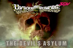 "Vicious Rumors", SPV-Logo, "The Devil’s Asylum". Schädel vor düsterem Hintergrund, mystische Atmosphäre.