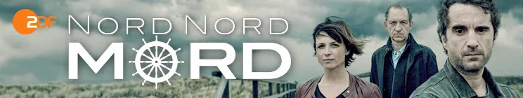 Text: "ZDF Nord Nord Mord." Drei Personen stehen draußen unter einem bewölkten Himmel. Links oben ist ein ZDF-Logo.