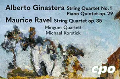 Alberto Ginastera und Maurice Ravel Werke mit Minguet Quartett und Michael Korstick. Hintergrund: impressionistisches Gemälde.