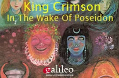 "King Crimson In The Wake Of Poseidon" steht oben in gelber Schrift. Darunter ein buntes, surrealistisches Gemälde mit Gesichtern.
