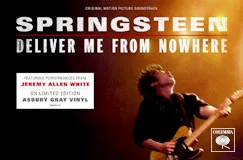 SPRINGSTEEN: DELIVER ME FROM NOWHERE. Featuring Jeremy Allen White. Asbury Gray Vinyl. Gitarrist in Aktion, Logo unten rechts.