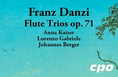 Franz Danzi, Flute Trios op. 71; Anna Kaiser, Lorenzo Gabriele, Johannes Berger. Baum und Vögel auf blauem Hintergrund, Logo "cpo".