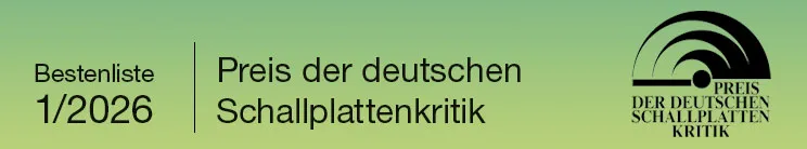 "Bestenliste 1/2026 Preis der deutschen Schallplattenkritik" steht links. Rechts ist das Logo mit stilisierter Schallplatte.