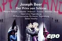Texte: Joseph Beer – Der Prinz von Schiras. Darunter küssendes Paar, Personen in bunten Outfits. Logo: cpo
