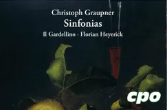 "Christoph Graupner Sinfonias, Il Gardellino, Florian Heyerick" auf dunkel-gehaltenem Hintergrund mit cpo-Logo.