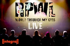 "RPWL World Through My Eyes Live". Silhouetten von sieben Menschen vor einer Bühne, unten links steht ein Logo "Integral".