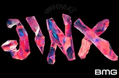 Oben steht "JINX" aus kristallartigen Buchstaben. Unten rechts befindet sich "BMG".