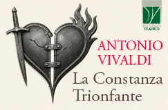 ANTONIO VIVALDI, La Constanza Trionfante. Graues Herz mit Schwert und Flammen. Oben rechts Da Vinci Classics-Logo.