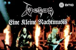 Logo "Venom", Text "Eine Kleine Nachtmusik", Flammen auf einer Bühne, Musiker im Hintergrund, BMG-Logo oben rechts.