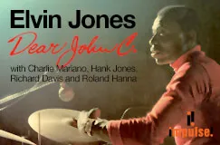 Elvin Jones "Dear John C." mit Charlie Mariano, Hank Jones, Richard Davis, Roland Hanna. Logo von Impulse! Drummer spielt.
