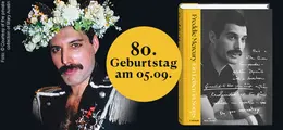 80. Geburtstag am 05.09. | Links Person mit Blumenkrone, rechts Buchcover mit Foto derselben Person.