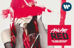 Text: "April Art RED". Illustration einer Person mit roten Pinselstrichen.