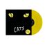 „CATS“, darunter steht „LIMITED EDITION YELLOW VINYL“. Schwarzes Cover mit Katzengesicht und gelber Vinylschallplatte.