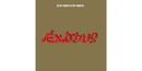 "Bob Marley & The Wailers" oben, "Exodus" in roter, verwischter Schrift in der Mitte auf braunem Hintergrund.