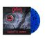"Obituary" in roter Schrift, darunter "Cause of Death". Illustration: Auge, Schädel, blauer Vinyl-Schallplatte.
