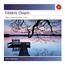"Frédéric Chopin," "Piano Concertos Nos. 1 & 2," "Arthur Rubinstein." Ein Steg mit Bank führt zu einem ruhigen See bei Sonnenuntergang.