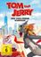 "Tom und Jerry: Der verlorene Kompass. Nur im Kino." Illustration mit Tom und Jerry in einer Stadtlandschaft.