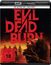 „Evil Dead Burn“, FSK 18. Brennende Silhouetten, schreiende Figur im Vordergrund, 4K Ultra HD Blu-ray Logo oben.