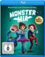 Text: "Monsterspaß in der Finsterwald Academy", "MONSTER MIA", "Der Monster Kino-Hit", "FSK ab 0 freigegeben". 

Drei animierte Figuren: Ein Junge mit Brille, ein Mädchen mit Rock und ein Junge mit roten Haaren. Ein Bat, Spinnen und eine Maus.