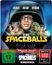 Texte: "Mel Brooks, John Candy, Rick Moranis, SPACEBALLS", FSK 12. Illustration: Figuren auf einem großen Helm.