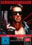 "Schwarzenegger" oben, "FSK ab 16", "The Terminator" unten. Ein Mann mit Sonnenbrille und Lederjacke hält eine Waffe.