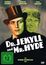 "Dr. Jekyll und Mr. Hyde" in großen Buchstaben, darunter grün "FSK ab 12". Zwei Gesichter, eins mit Zylinder, das andere grün.