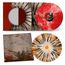 "Sabaton" und "The Last Stand" sind auf einem roten und schwarzen Vinylcover mit strahlenförmigem Muster zu sehen.