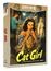 "Cat Girl" und "Classic Chiller Collection". Illustration einer Frau, die von einem Leoparden begleitet wird.