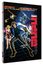 Japanische Schriftzeichen oben und rechts, daneben ein stilisierter Mann mit Waffe, Helikopter, Frau und Stadt im Hintergrund.