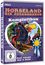 "Horseland: Die Pferderanch Komplettbox. Alle Folgen auf 4 DVDs." Illustration: Reiter auf schwarzem Pferd vor Herzform.