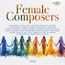 "Female Composers" steht in großen Buchstaben. Silhouetten von Menschen in Regenbogenfarben halten sich an den Händen.
