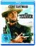 „Clint Eastwood“, „Der Texaner“, „FSK ab 16“. Ein Cowboy mit Hut und Revolver, Western-Thema.