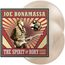 "JOE BONAMASSA: THE SPIRIT OF RORY LIVE FROM CORK" Illustration mit Gitarristen im Retro-Stil und Vinyl-Schallplatten.