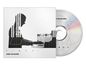 „Piano“ und „Armin van Buuren“. Silhouette eines Pianisten mit Klaviertasten visualisiert. CD mit dezentem Regenbogeneffekt.