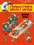 "Lucky Luke", "Die Grimm Brothers". Cowboy liegt in gläsernem Sarg, von Tieren umgeben. Links vier Figuren, typisch westlicher Stil.