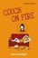 Oben steht "Couch on Fire", unten "Hase und Igel". Illustration: Person liegt auf rotem Sofa mit Laptop und denkt an eine Frau.