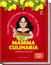 "ITALIENISCH KOCHEN MIT GANZ VIEL PASSIONE. MAMMA CULINARIA. I SAPORI DI CASA MIA. Illustration einer Frau mit Kochtopf."