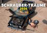 "FRANK LUTZEBÄCK SCHRAUBER-TRÄUME 2026 HEEL." Schwarzer Oldtimer, Motorhaube offen, Frau liegt daneben mit Reifen.