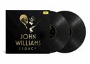 Text: "JOHN WILLIAMS LEGACY". Cover zeigt einen Dirigenten mit erhobener Hand und Taktstock; daneben zwei Schallplatten.