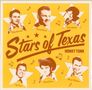 "Stars of Texas" und "Honky Tonk" in großer Schrift. Sechs Porträts von Männern in Sternen, umgeben von Musiknoten.