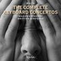 Text: "Bach, The Complete Keyboard Concertos, Mahan Esfahani, Britten Sinfonia". Schwarz-weißes Close-up eines Gesichts mit Händen., 2 CDs