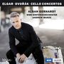 "ELGAR · DVOŘÁK · CELLO CONCERTOS" über "ALBAN GERHARDT WDR SINFONIEORCHESTER ANDREW MANZE". Ein Mann sitzt vor unscharfem Hintergrund., CD