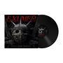 EXUMER, DEATH MASK MESSIAH. Schwarze Platte und metallische Maske mit Stacheln im Hintergrund., LP