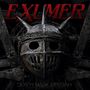 Text: "EXUMER" in Rot oben, "DEATH MASK MESSIAH" unten. Dunkle, bedrohliche Illustration eines stacheligen, maskierten Helms., CD