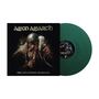 "Amon Amarth - The Allfather Awakens." Ein Krieger mit Helm und Trinkhorn, darauf ein grün-schwarzes Vinyl., LP