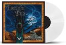 „Mercyful Fate“, „In the Shadows“. Ein großes, unheimliches Baumgemälde mit einer Gestalt in einem grünen Kleid im Vordergrund.